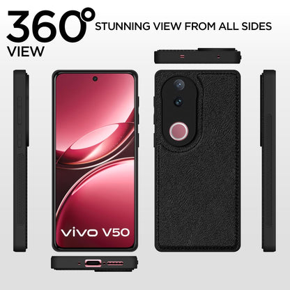 Pikkme Vivo V50 5G / V50e 5G Leather Back Case | Black