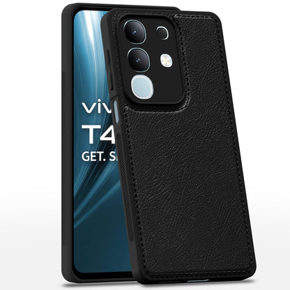 Pikkme Vivo T4x 5G / iQoo Z10x 5G Leather Back Case | Black