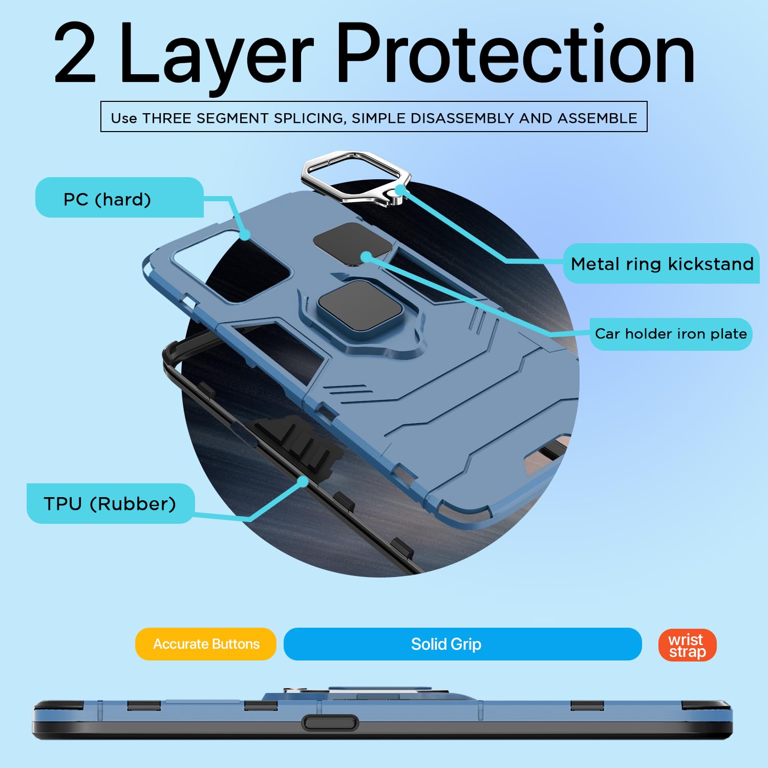 Pikkme Realme Narzo 50 Pro 5G D5 Tough Armor Back Cover | Blue
