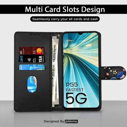 Itel P55 5G flip cover in black flower by Pikkme – photo 2