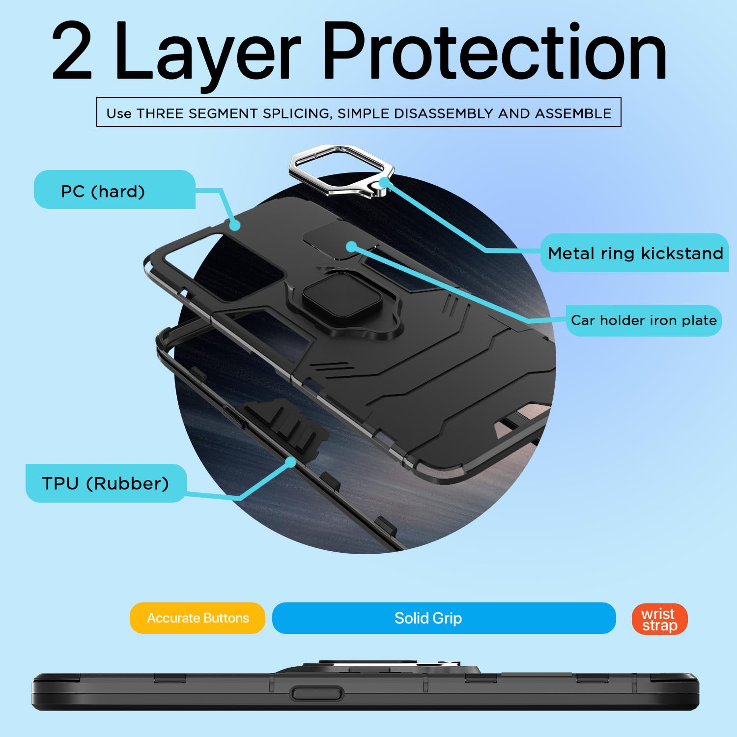 Pikkme OnePlus Nord Ce 2 Lite 5G D5 Tough Armor Back Cover | Black