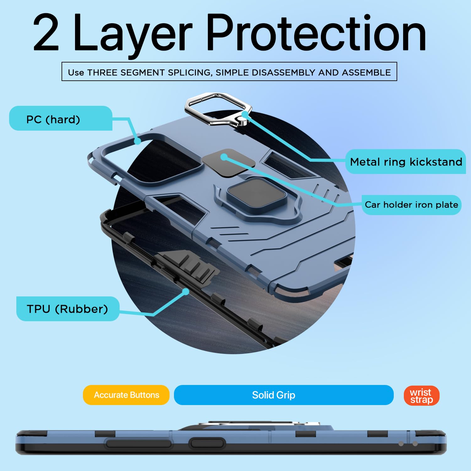 Blue D5 Tough Armor mobile back cover for Oppo Reno 13 5G – Pikkme – photo 4