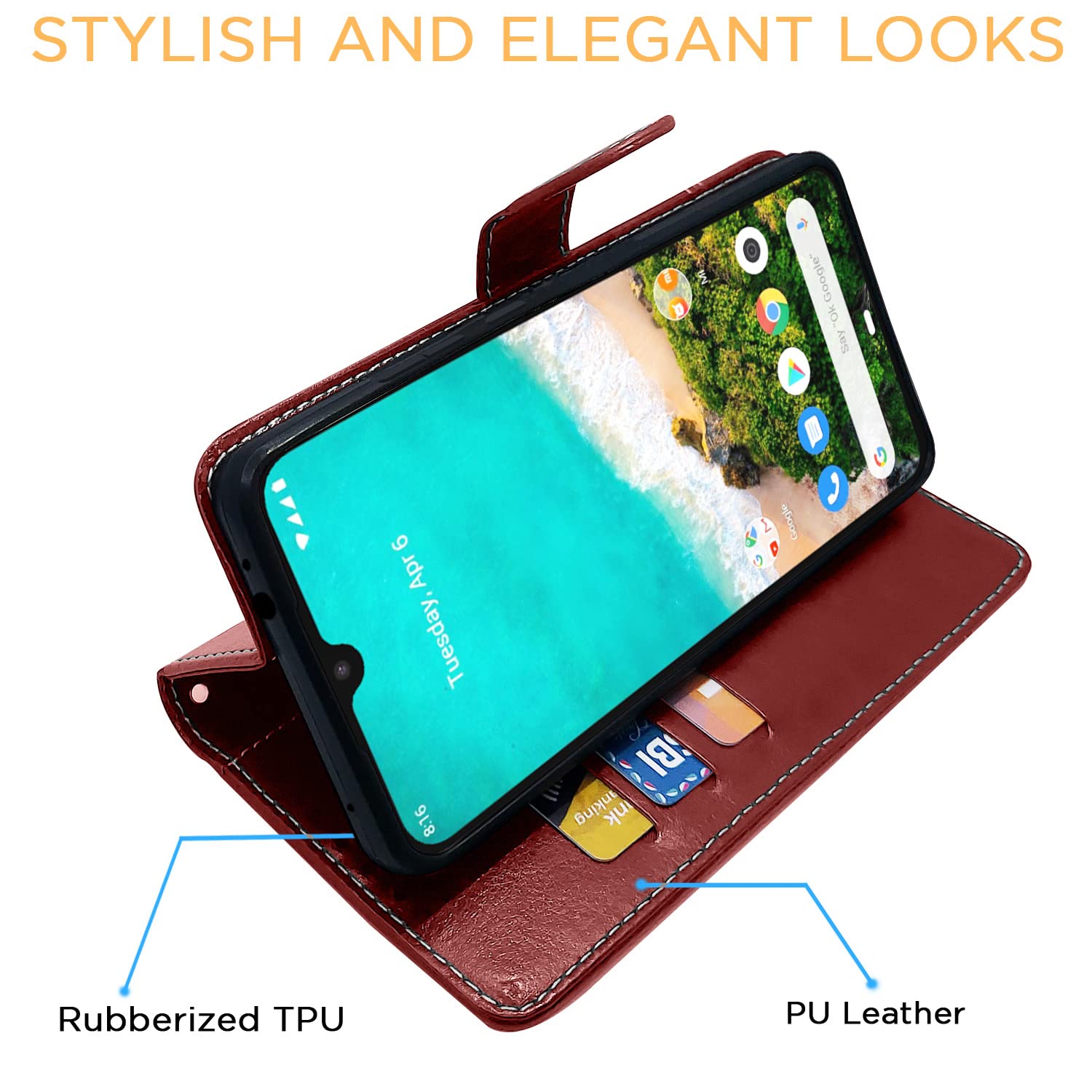 Pikkme Mi A3 brown & coffee wallet flip cover – photo 5