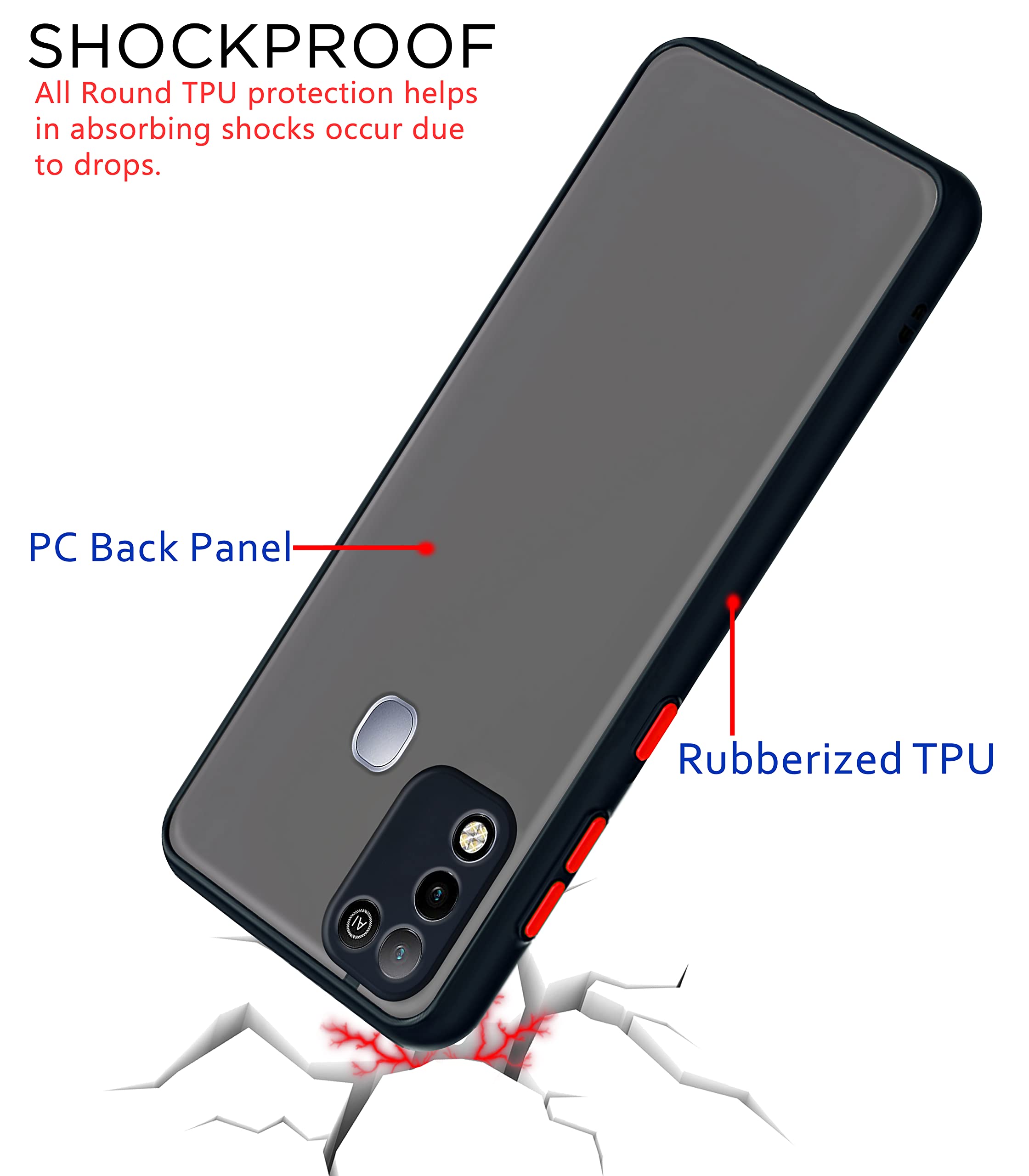Infinix Hot 10 Play Hybrid mobile back cover in black by Pikkme – photo 4