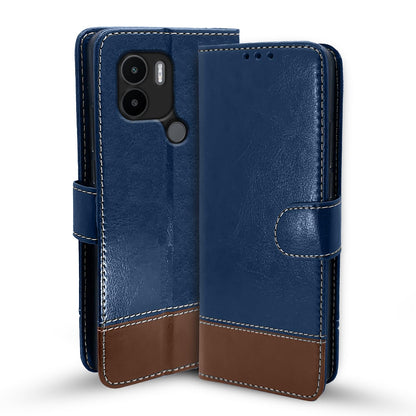 Pikkme blue & brown flip cover for Poco C51/Redmi A1 Plus/Redmi A2 Plus/C50