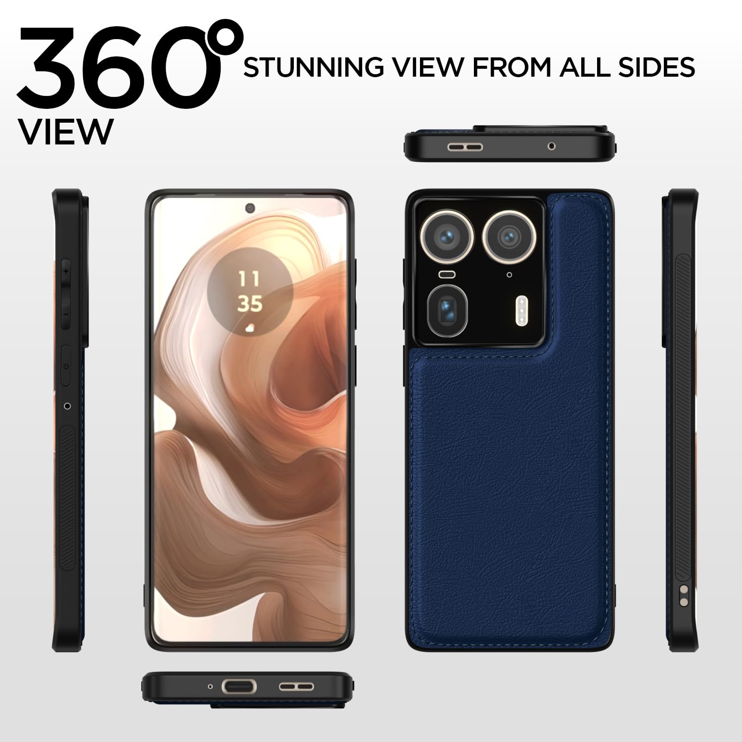 Pikkme Moto Edge 50 Ultra 5G Leatherback Back Case (Blue)