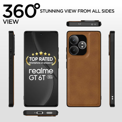 Brown Leather back cover for Realme GT 6/GT 6T 5G – Pikkme – photo 2