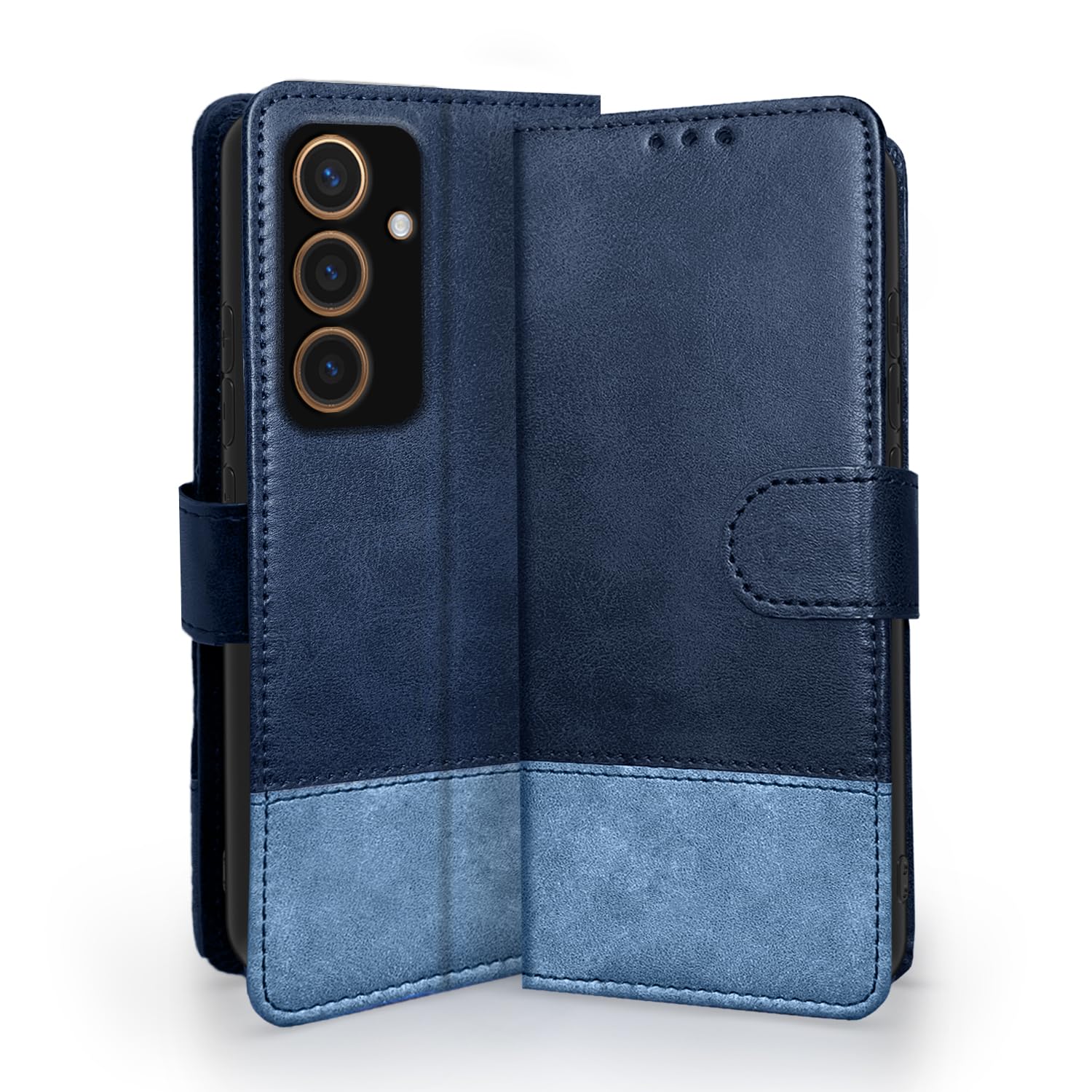 Pikkme navy & light blue Magnetic wallet flip cover for Samsung S24 5G