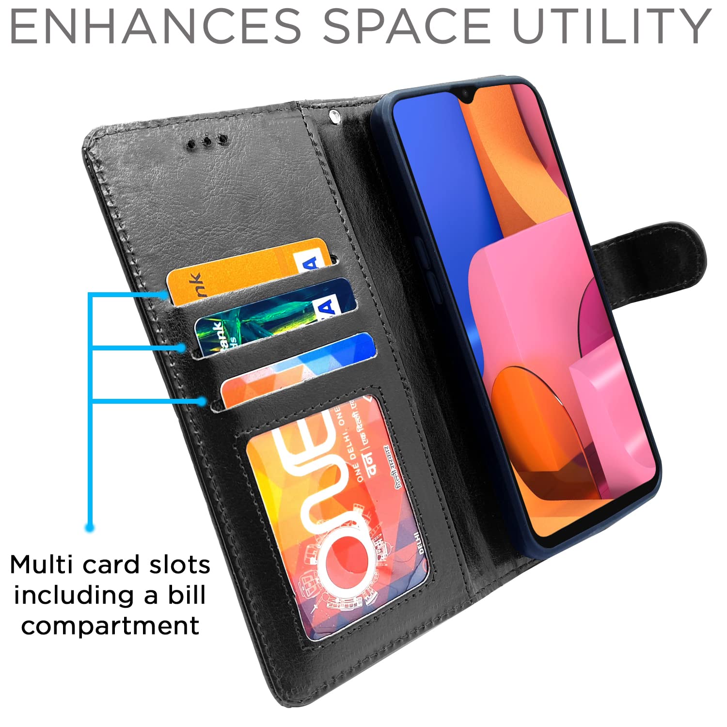 Samsung A20s flip cover in black by Pikkme – photo 2