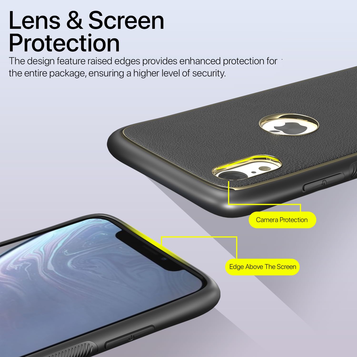 Pikkme iPhone XR Gold Electroplated Premium Leather Chrome Back Cover (Black)