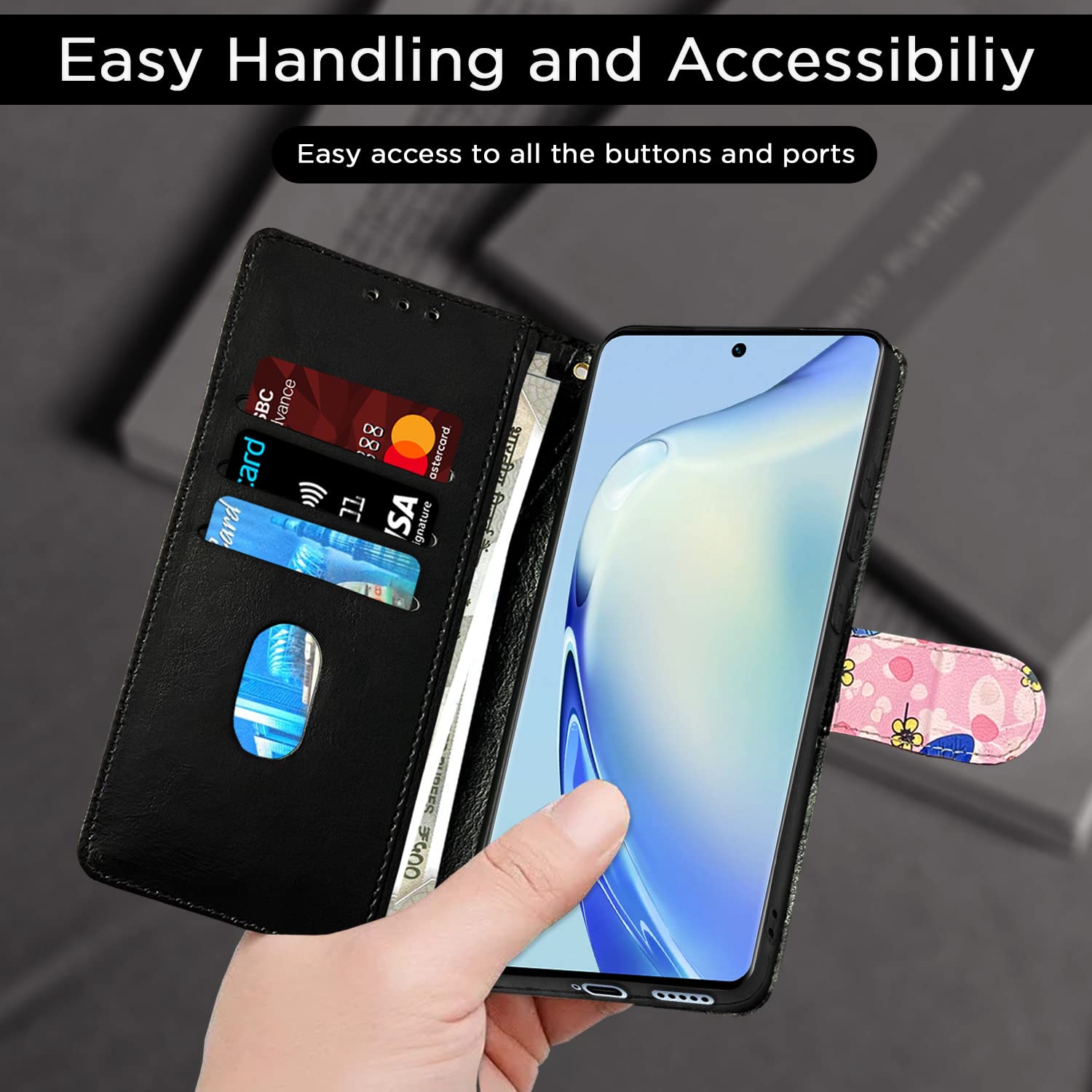 Pikkme Vivo V27/V27 Pro 5G pink flower flip cover – photo 6