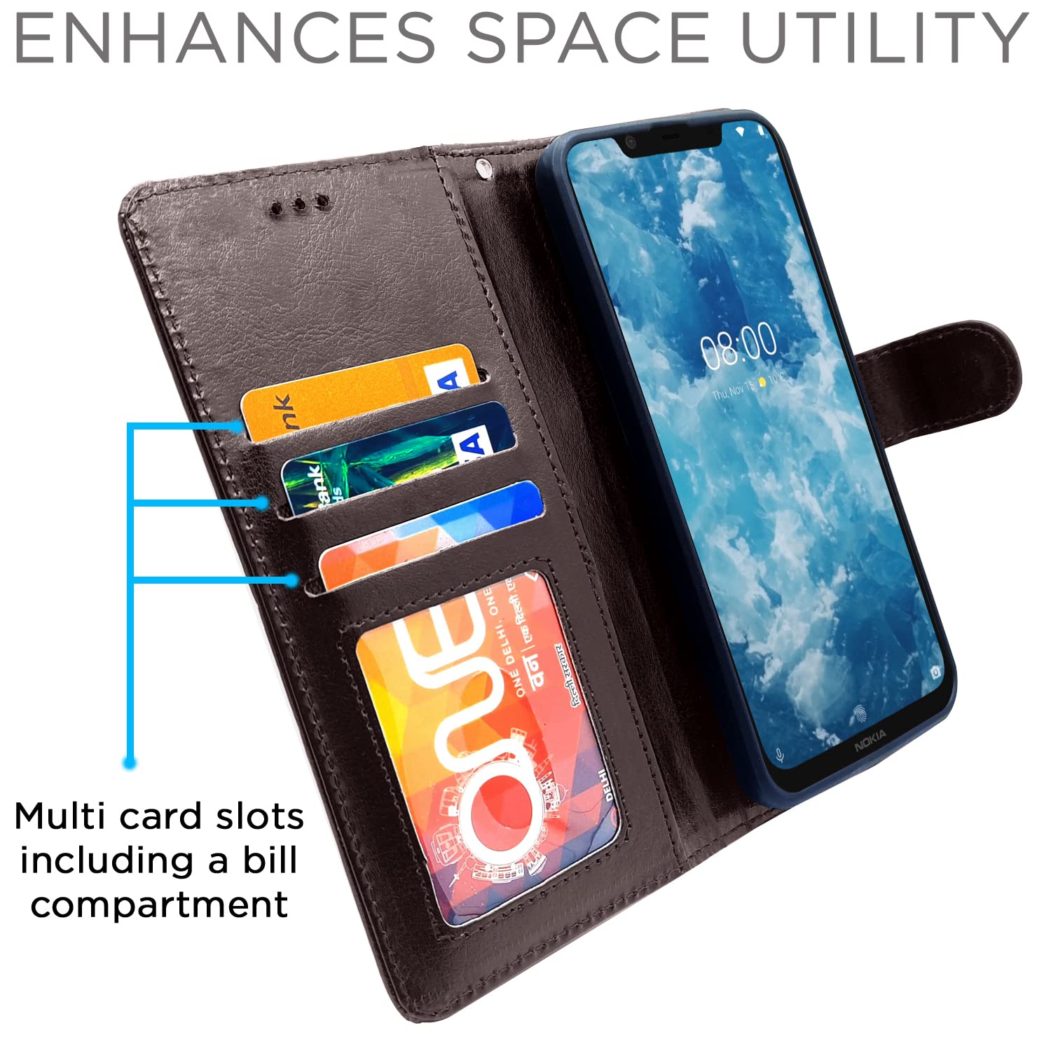 Pikkme Nokia 8.1 Vintage Flip Cover (Coffee)