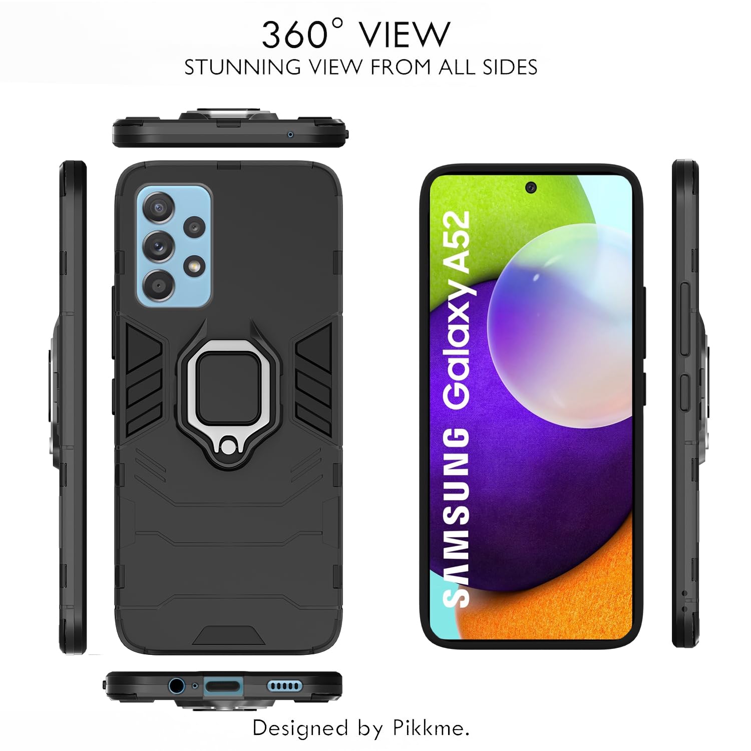 Pikkme Samsung Galaxy A52 / Samsung Galaxy A52s D5 Tough Armor Back Cover | Black