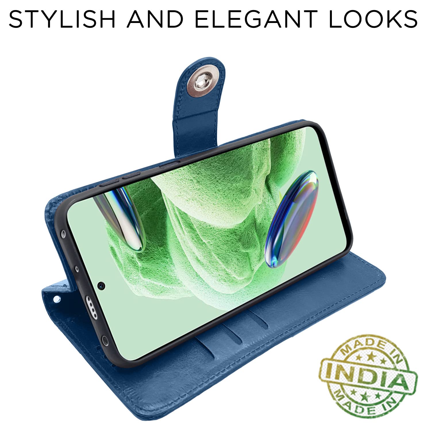 Poco X5/Redmi Note 12 5G Button flip case in blue by Pikkme – photo 5