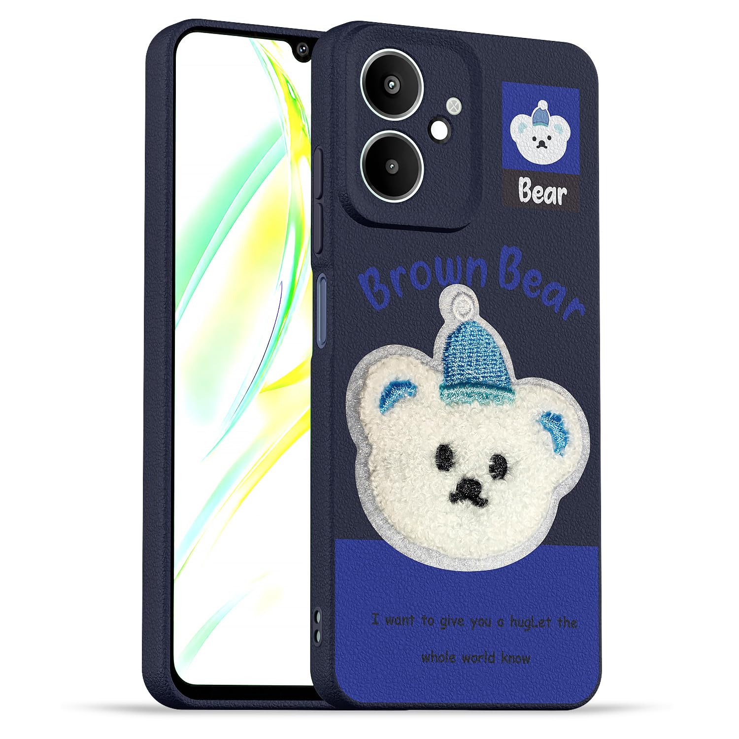 Redmi 13C 5G Plush Patch phone cover in blue by Pikkme