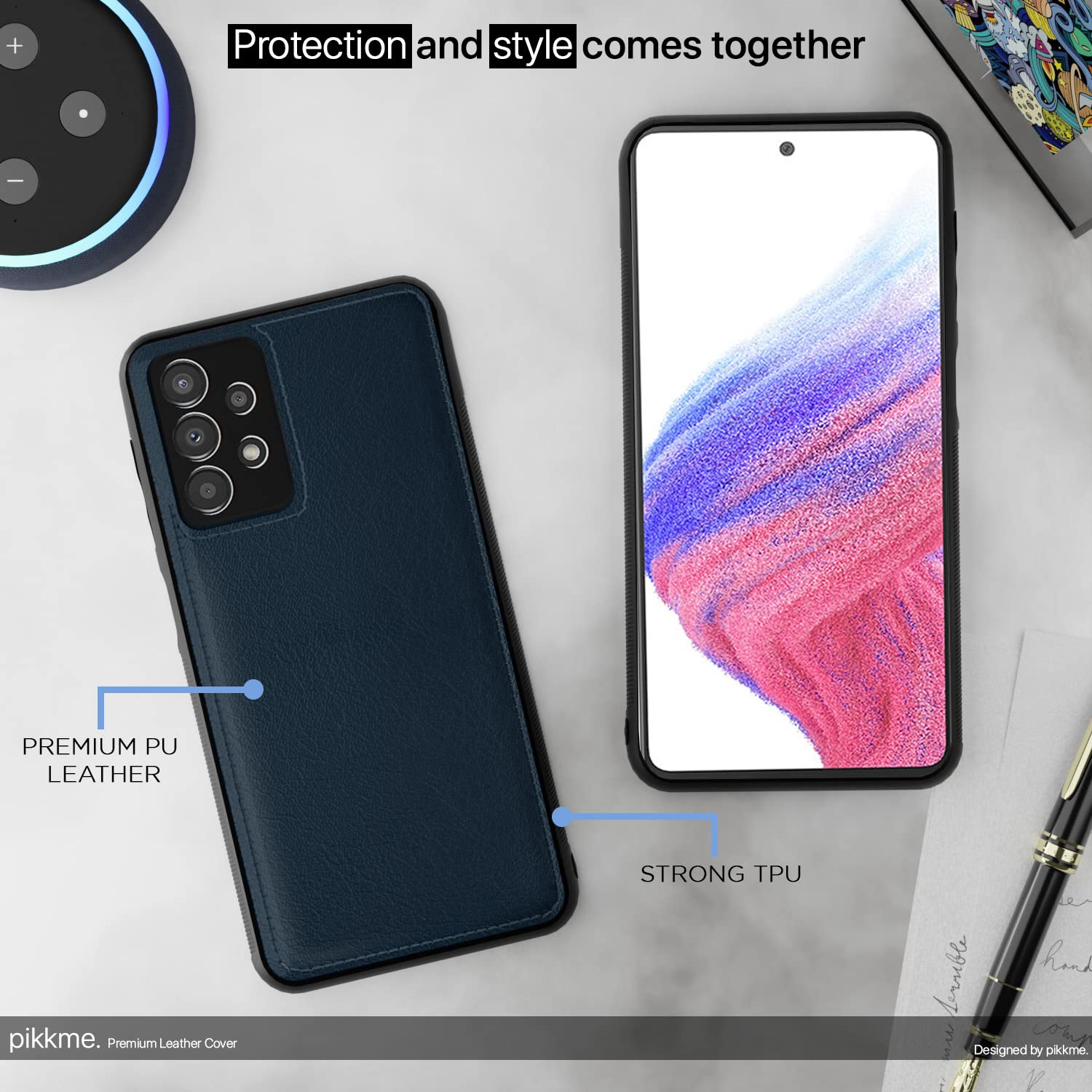 Samsung A53 5G Leather mobile cover in blue by Pikkme – photo 5