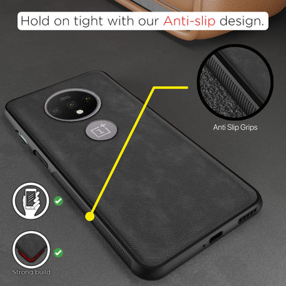 Pikkme OnePlus 7T Leather grey back cover – photo 2