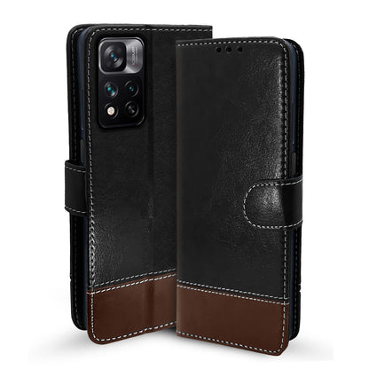 Mi 11i 5G/11i Magnetic mobile flip cover in black & brown by Pikkme