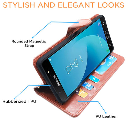 Pikkme Samsung Galaxy J7 Max Vintage Flip Cover (Brown)