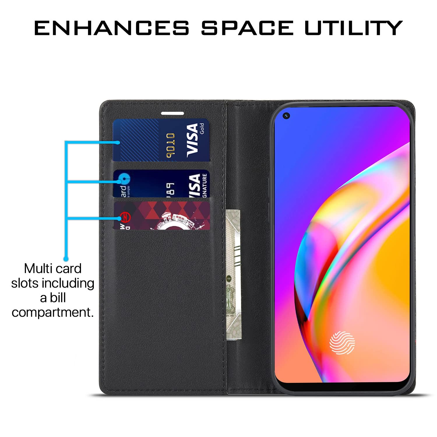Pikkme Oppo F19 Pro black mobile flip cover – photo 3