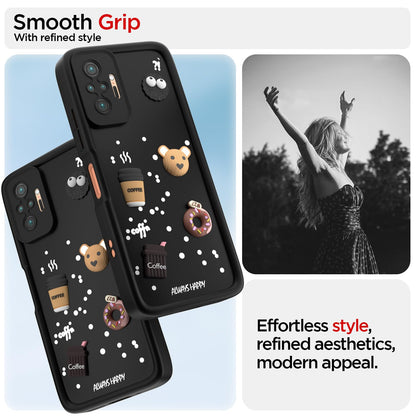 Pikkme Redmi Note 10 Pro/Note 10 Pro Cute Fun Cartoon 3D Bear Coffee Back Cover (Black)