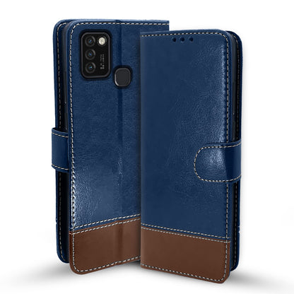 Infinix Smart 5 Magnetic flip cover in blue & brown by Pikkme