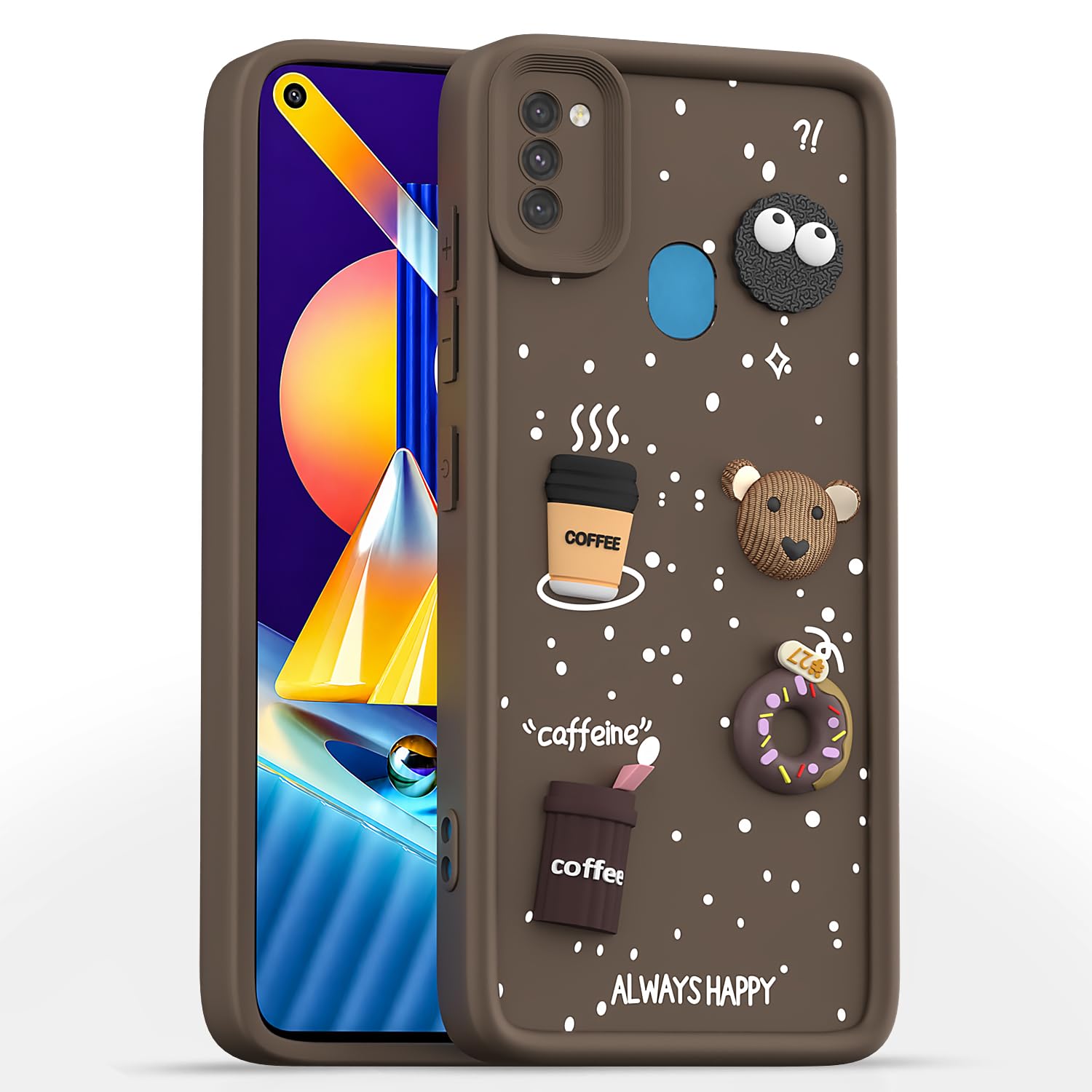 Samsung M11/3D mobile cover in brown by Pikkme