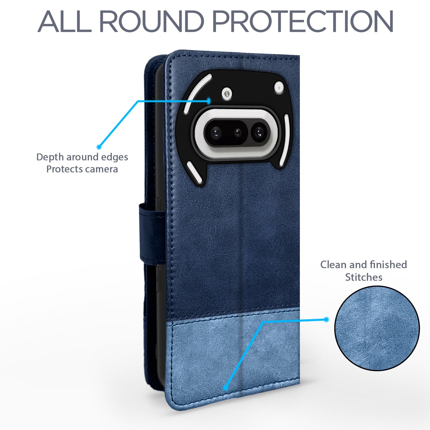 Pikkme Nothing Phone 3a 5G navy & light blue flip case – photo 4