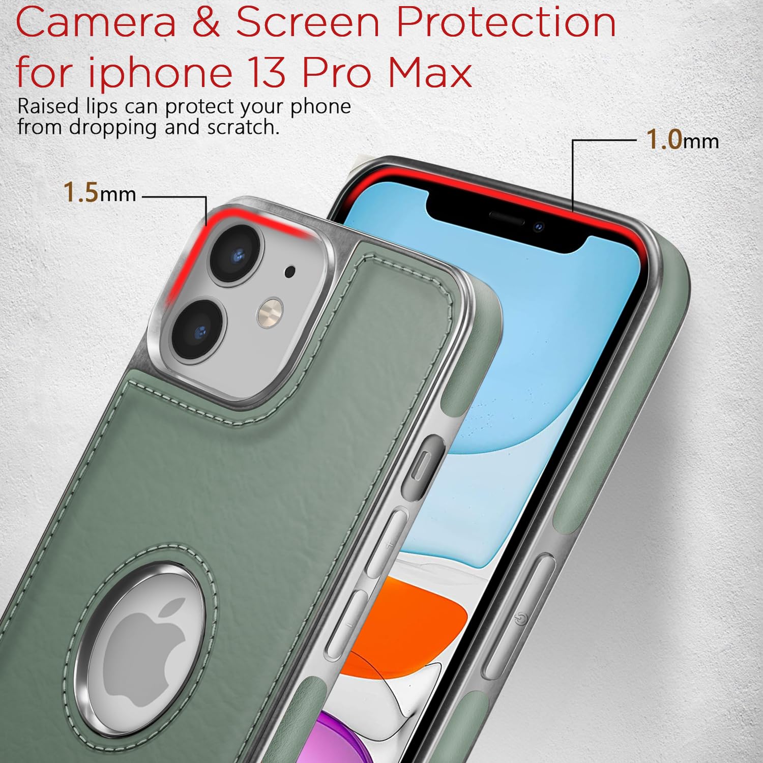 Pikkme iPhone 11 Silver Electroplated Chrome Leather Back Cover (Green)