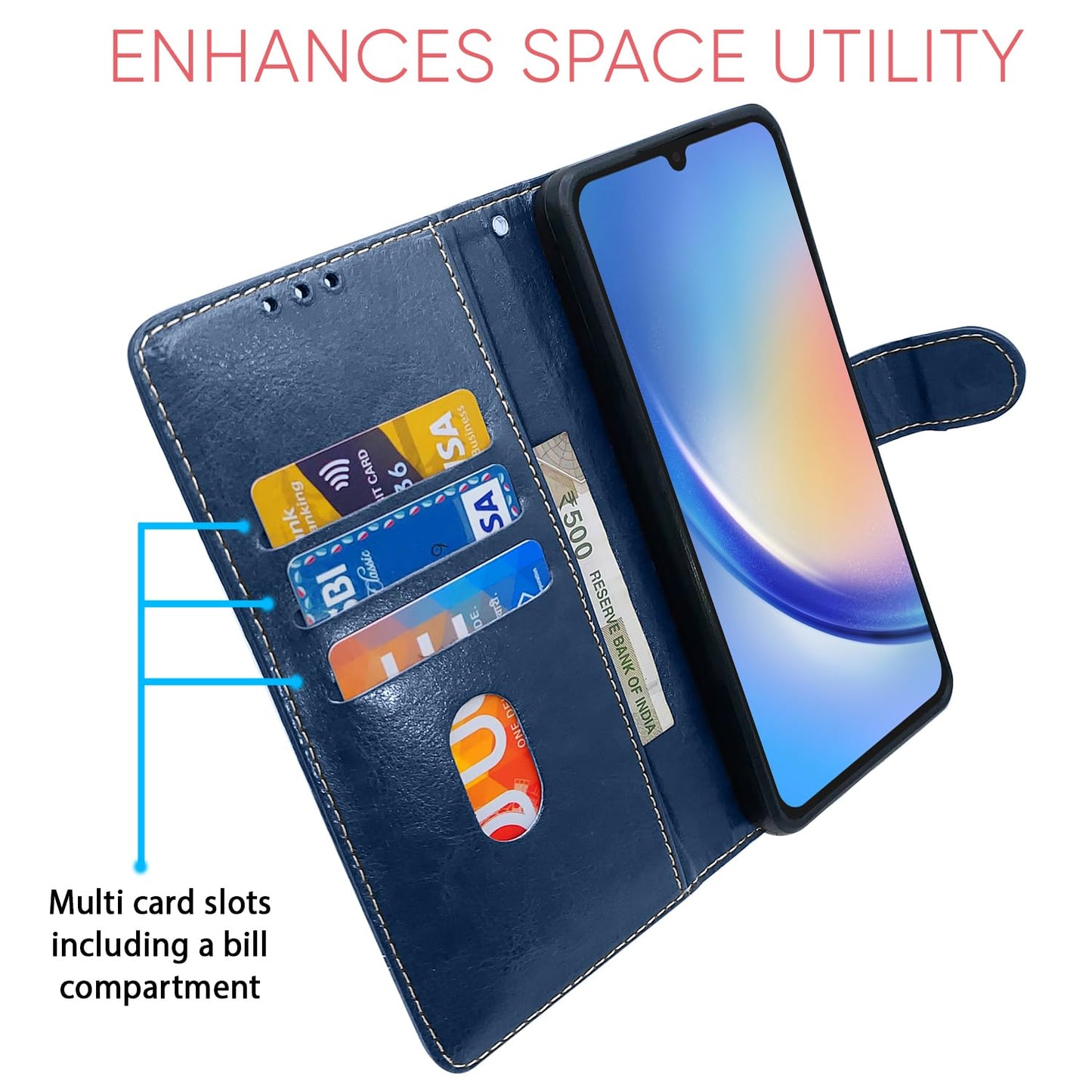 Pikkme Samsung Galaxy A05S Contrast Flip Cover (Blue)