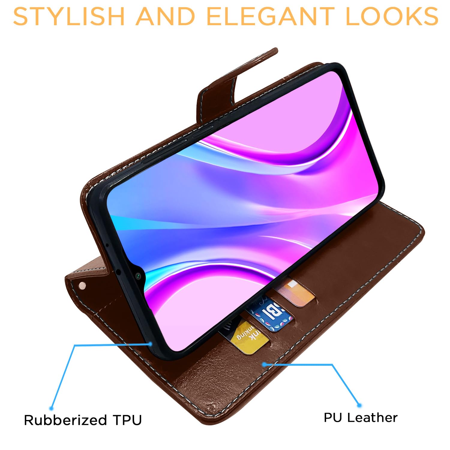 Pikkme Redmi 9 Prime brown & coffee wallet flip cover – photo 5