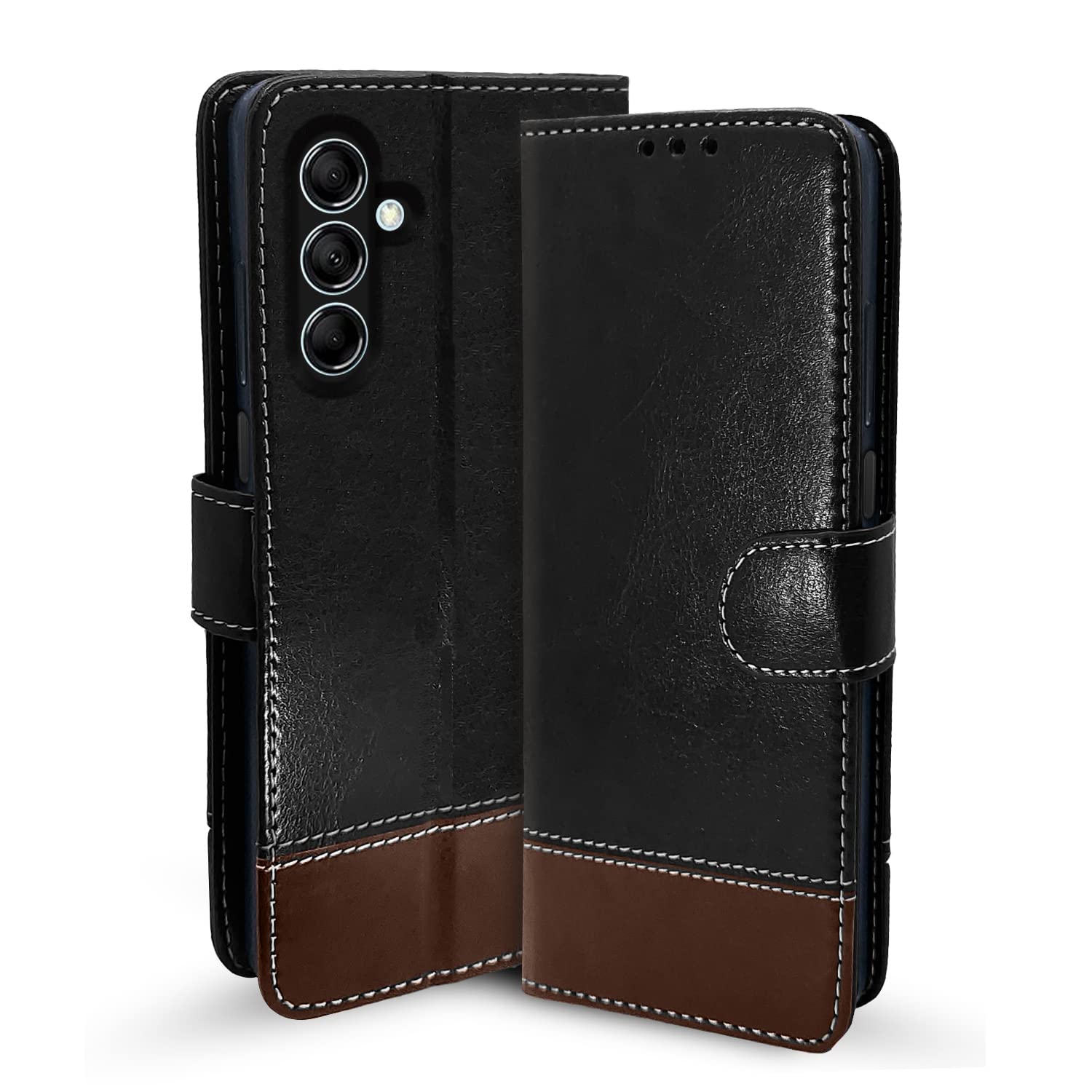 Pikkme Samsung M14 5G Magnetic black & brown mobile flip cover