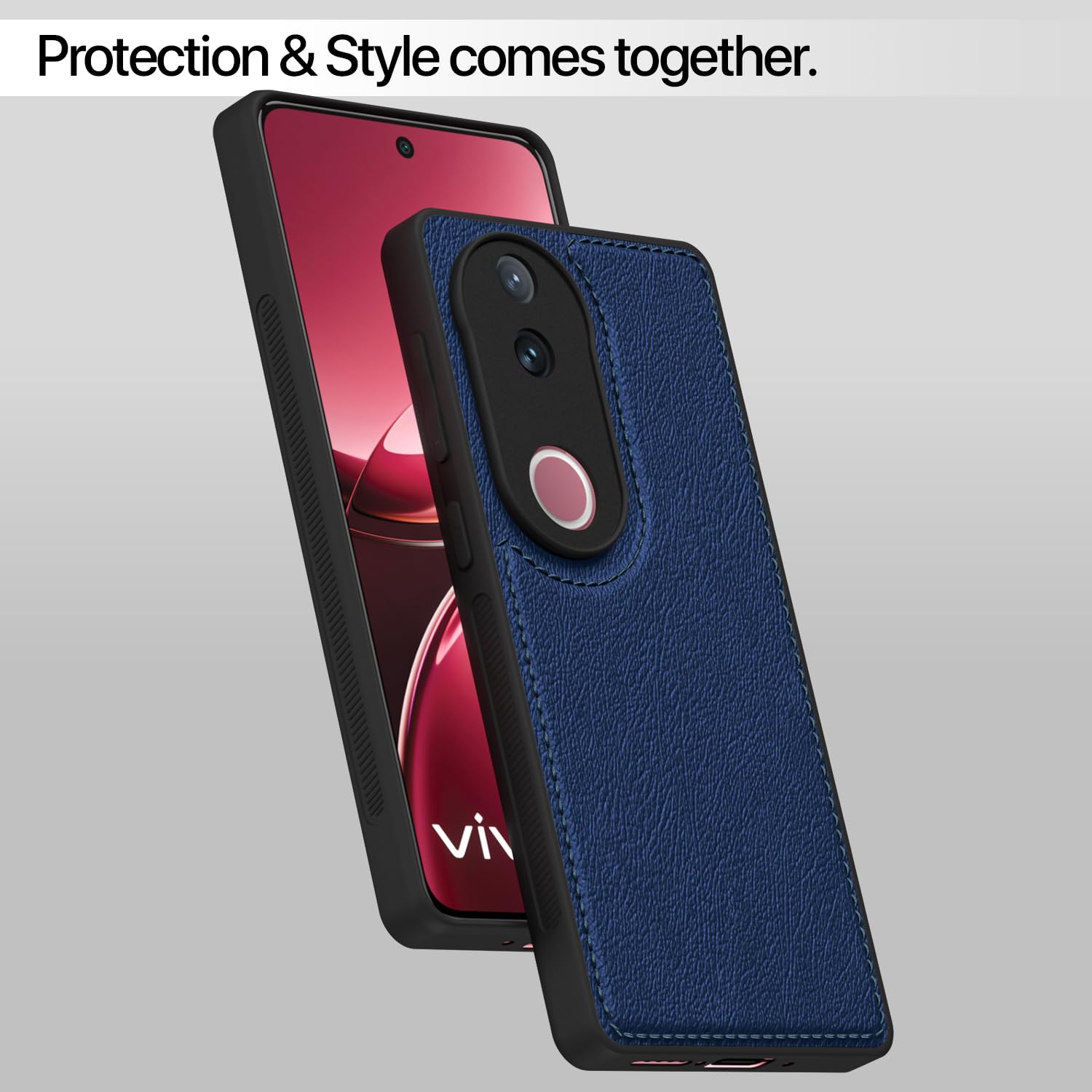 Pikkme Vivo V50 5G / V50e 5G Leather Back Case | Blue
