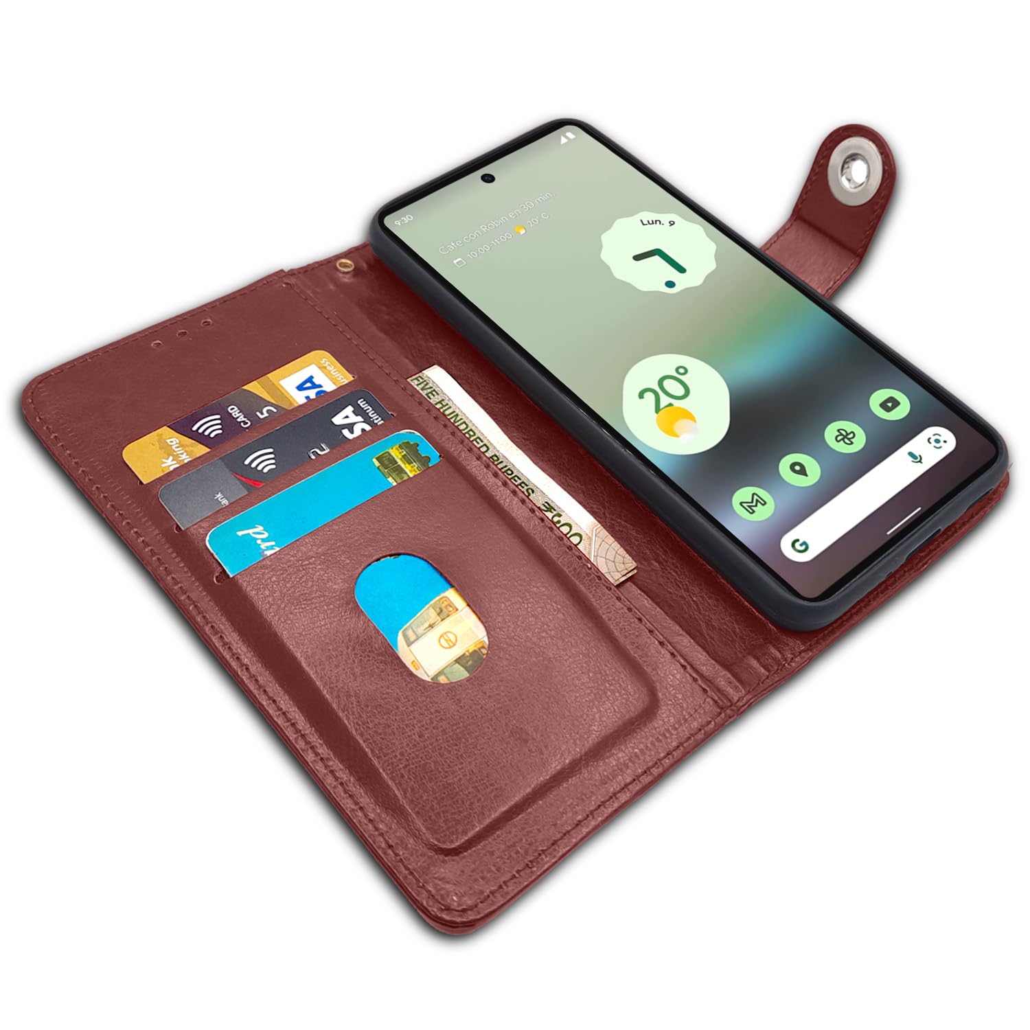 Pikkme Google Pixel 6a Button brown flip cover – photo 3