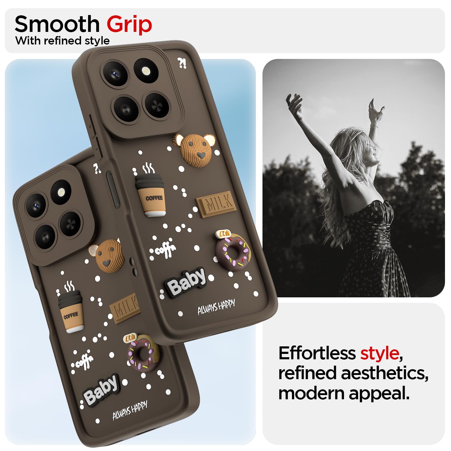 Pikkme Honor X7d 5G/3D Silicone brown mobile cover – photo 2