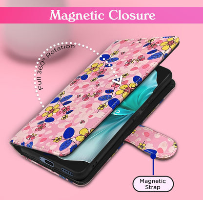 Vivo V30 5G Wallet mobile flip cover in pink flower by Pikkme – photo 3