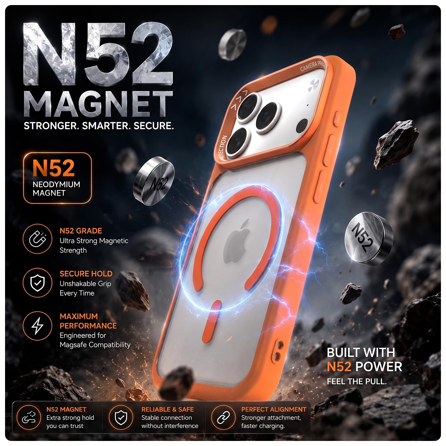 iPhone 17 Pro Max MagSafe phone cover in orange mag-safe by Pikkme – photo 3