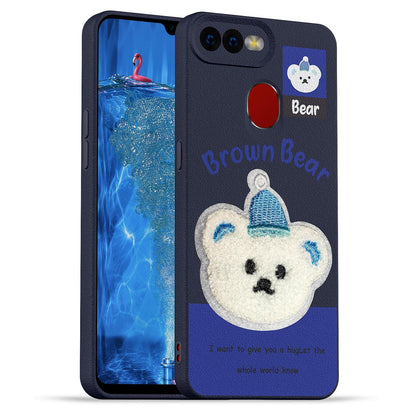 Pikkme blue Plush Patch mobile back cover for Oppo F9/F9 Pro/A5/A5s/A7
