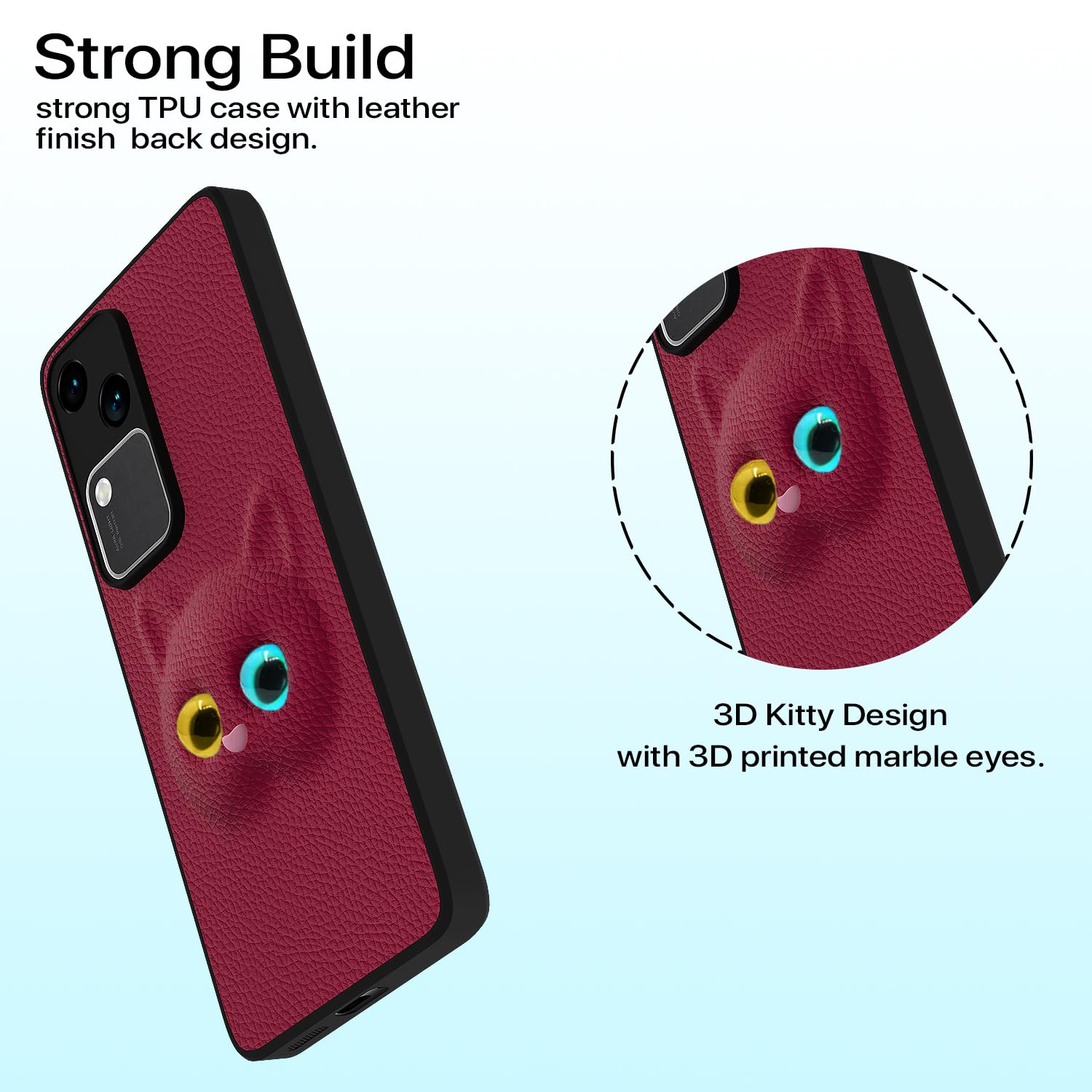 Vivo V30/V30 Pro 5G Kitty phone cover in dark pink by Pikkme – photo 2