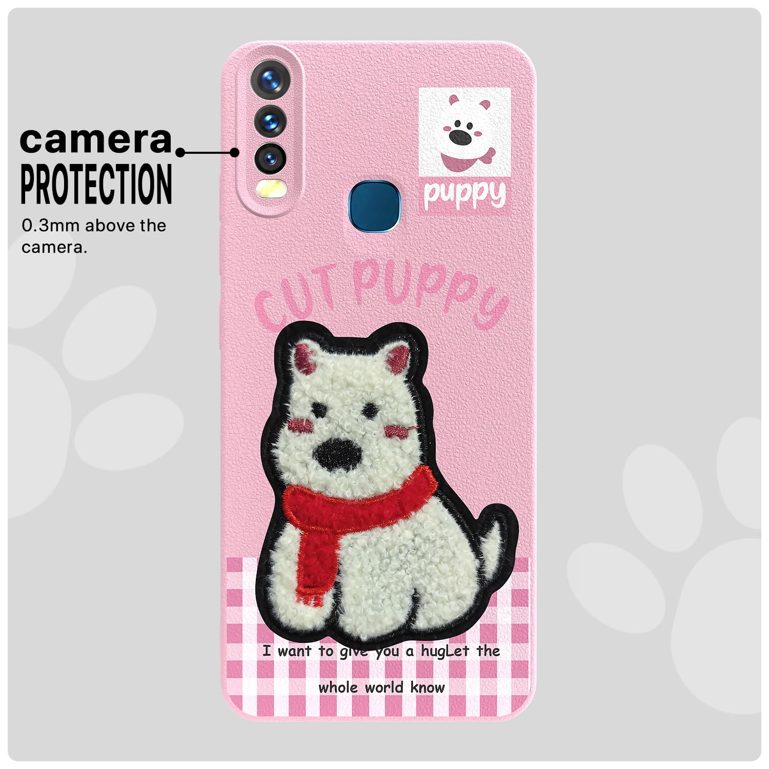 Pikkme Vivo Y12/Y15/Y17/U10 Plush Patch pink phone cover – photo 6
