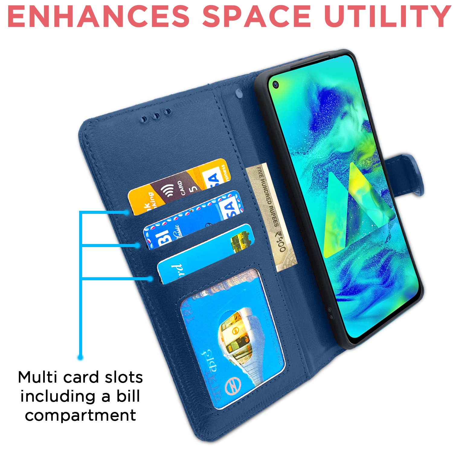 Pikkme Samsung Galaxy M40 Vintage Flip Cover (Blue)