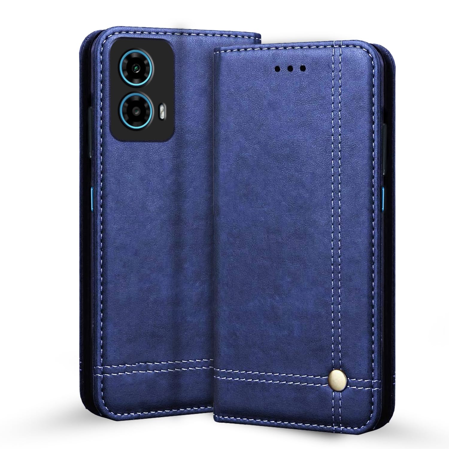 Pikkme Motorola Moto G24 Power Premium Leather Magnetic Flip Cover (Blue)