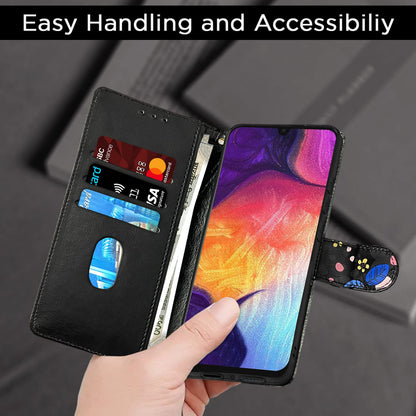 Pikkme Samsung Galaxy A50 / A50s / A30s  Flower Flip Cover (Black)