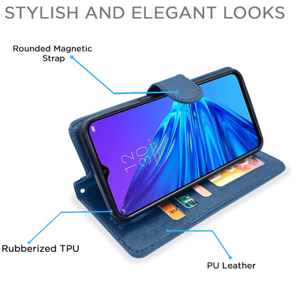 Pikkme Realme 5 / 5s / 5i  Vintage Flip Cover (Blue)