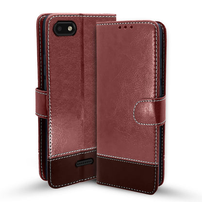 Pikkme Redmi 6A brown & coffee flip cover