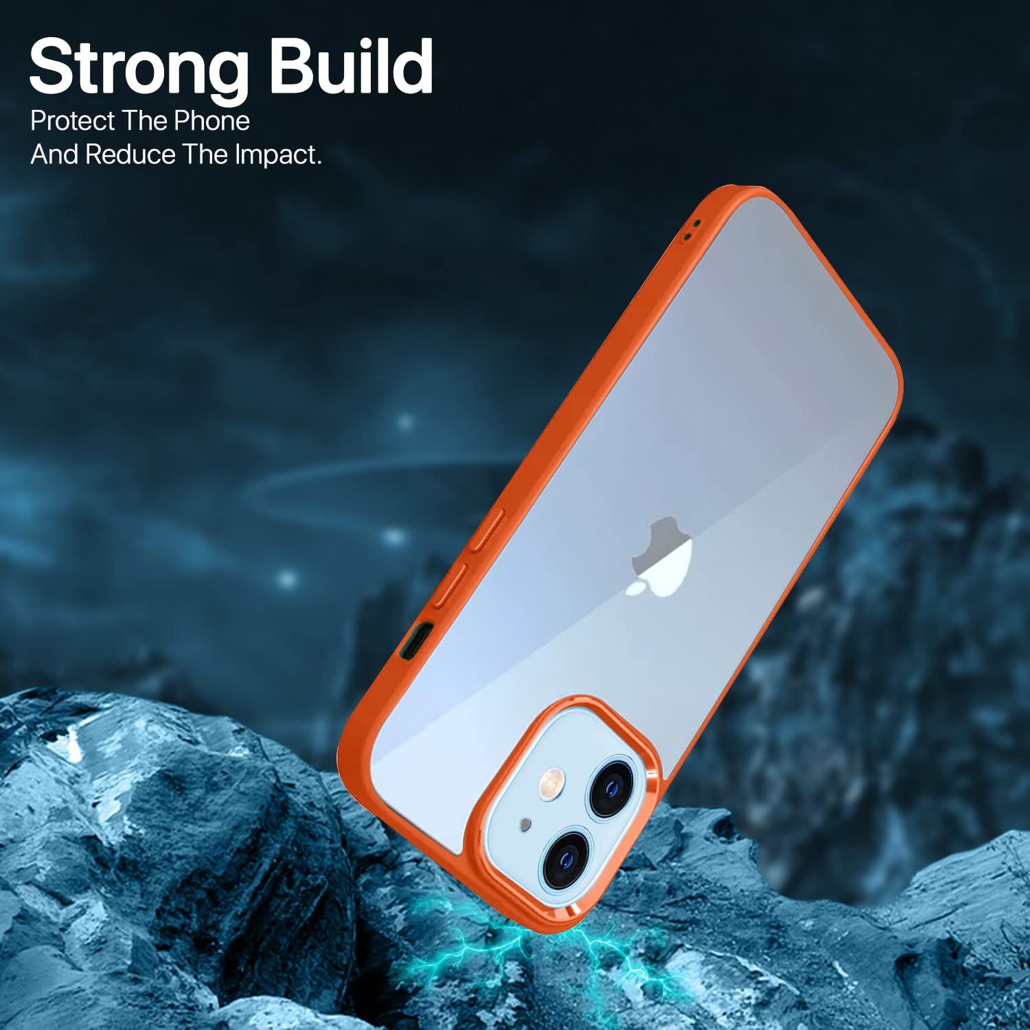 Pikkme iPhone 12/12 pro Electroplated Crome Metal Ring Back Cover (Orange)