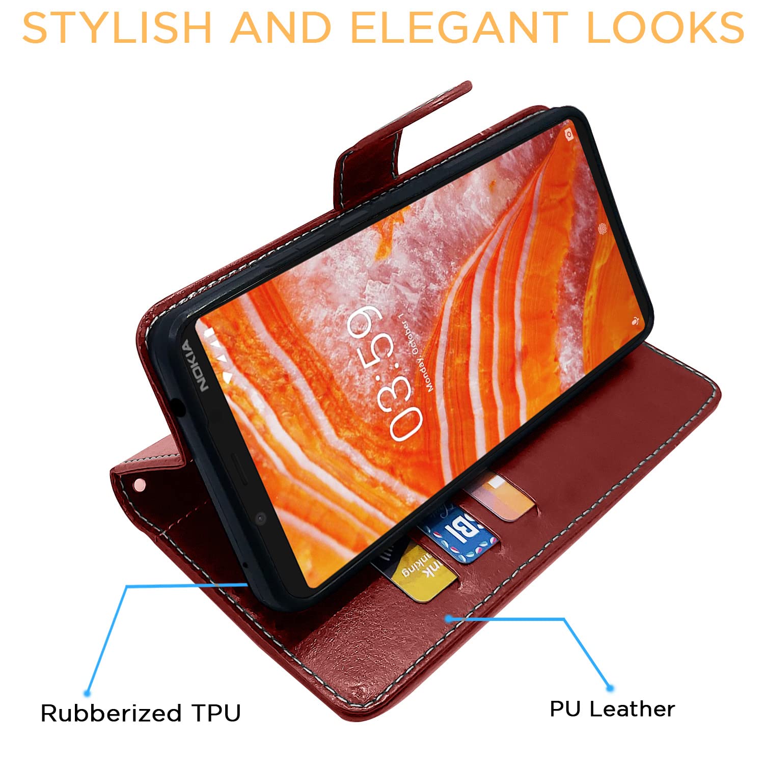 Brown & coffee wallet flip cover for Nokia 3.1 Plus/3.1 – Pikkme – photo 5