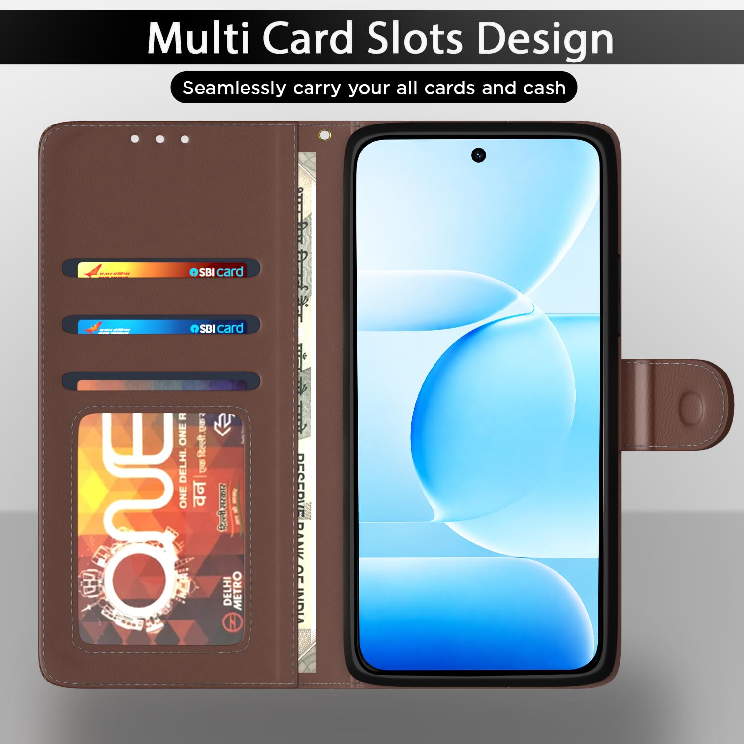 Vivo S2 5G Wallet wallet flip cover in tan by Pikkme – photo 5