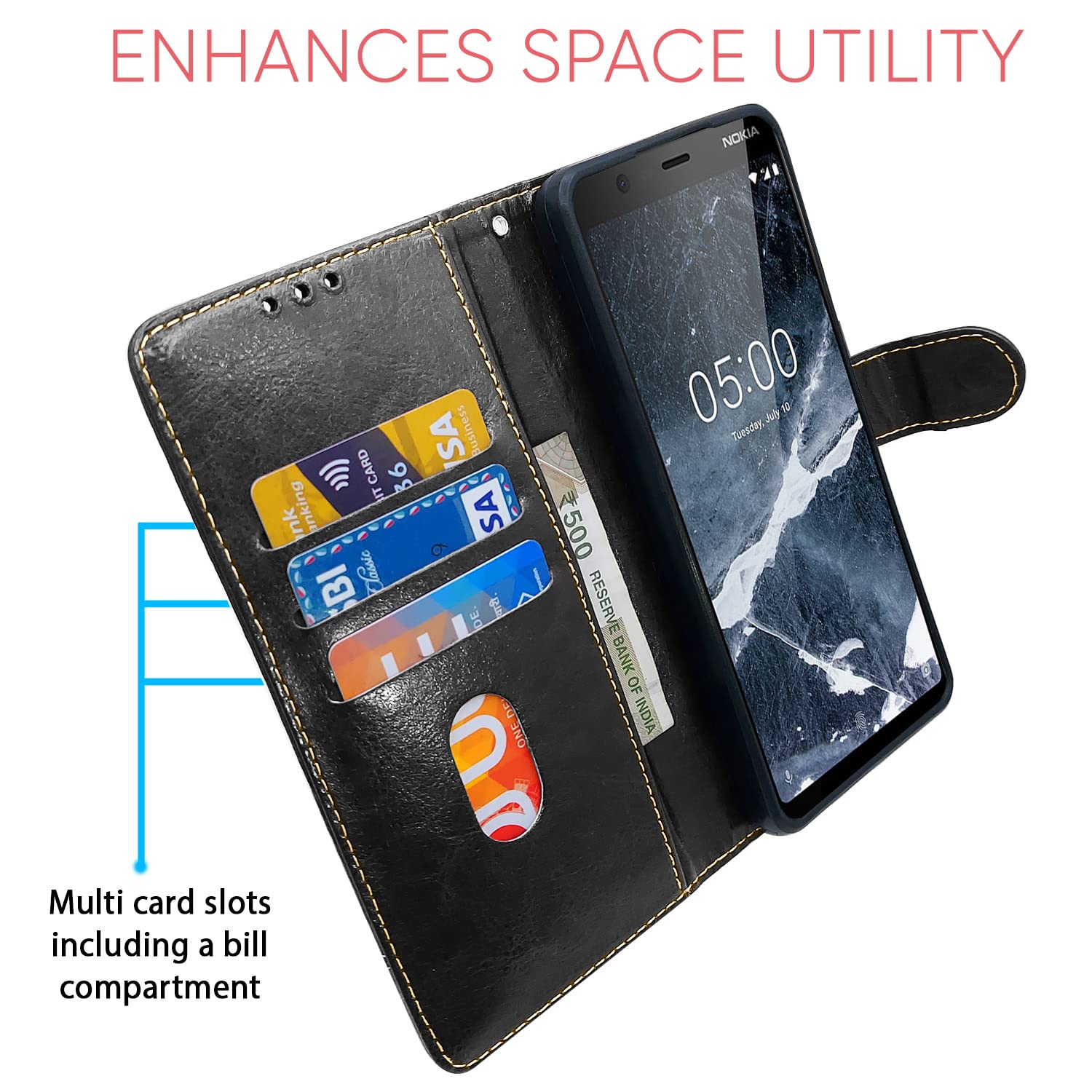 Pikkme Nokia 5.1 Plus/5.1 black & brown flip cover – photo 3