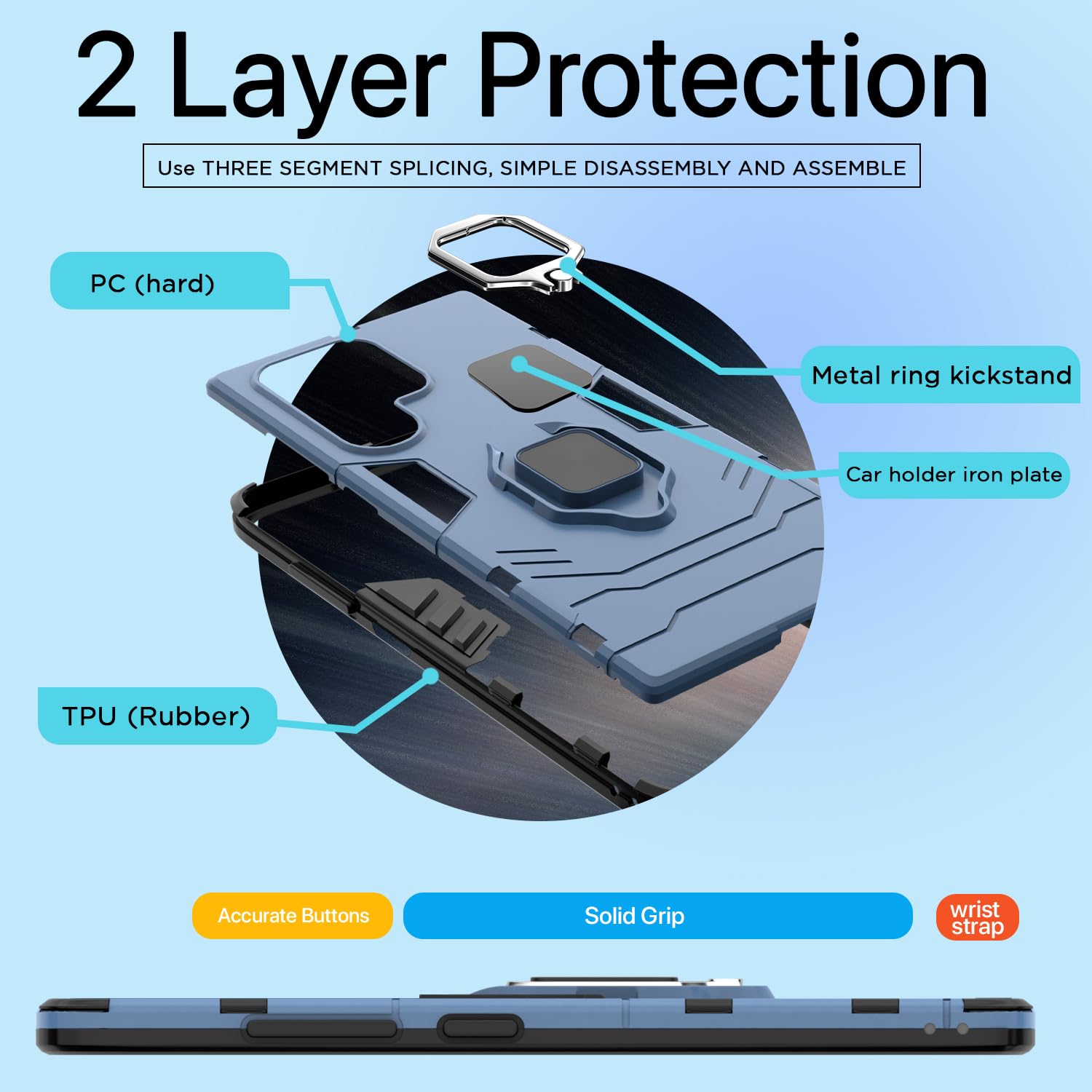 Pikkme Samsung Galaxy S25 Ultra 5G D5 Tough Armor Back Cover (Blue)